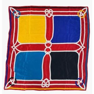 Ginnie Johansen Scarf Silk Multi Geometric Wrap 34x36'' Vintage.
